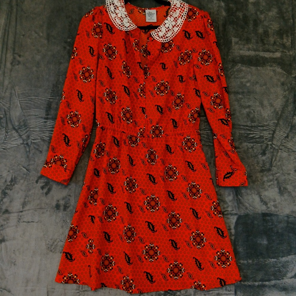 The‎ Golden Girls Dress Womens L XL Lace Collar Long Sleeve Retro Midi Costume